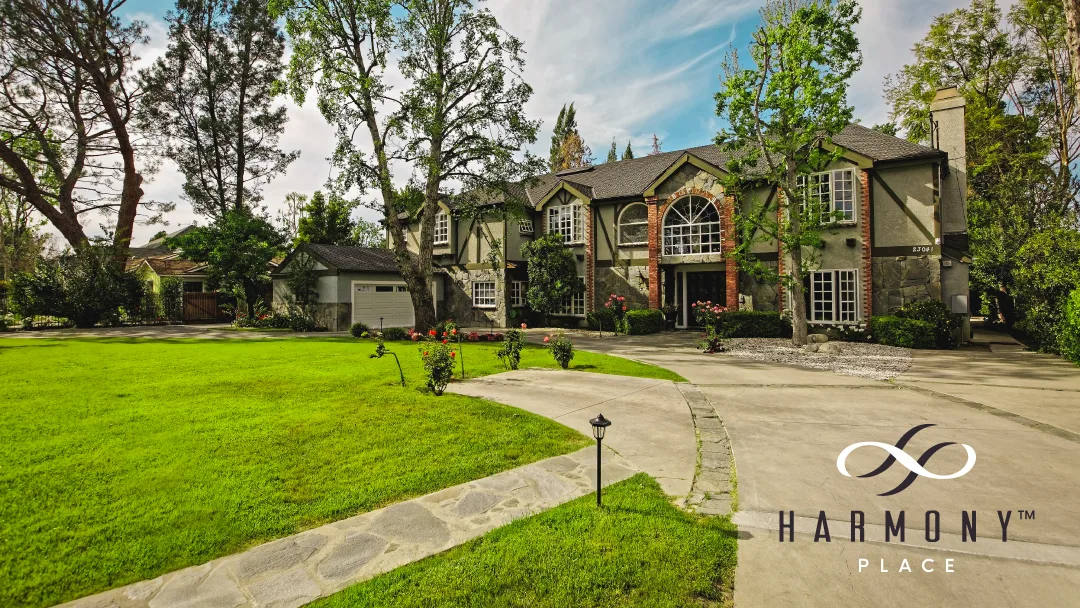 Exterior view of Losangeles sober living home — plants